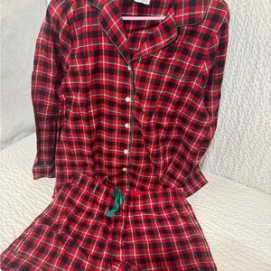 Lands' End Red and Green Plaid Pajama Set